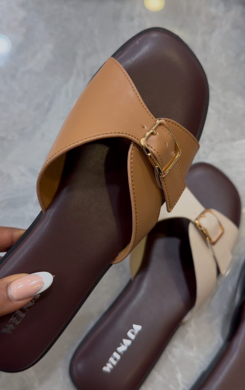 Xora buckle slides -  Brown (BS071)
