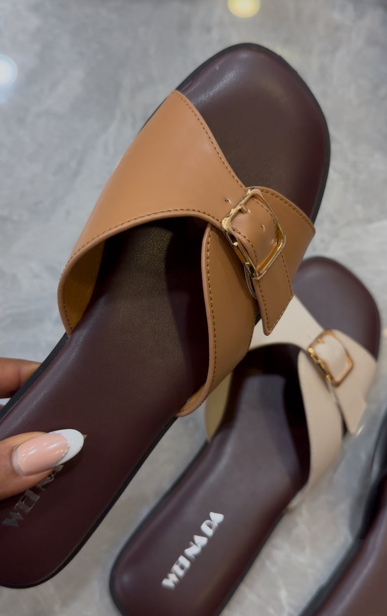 Xora buckle slides -  Brown (BS071)