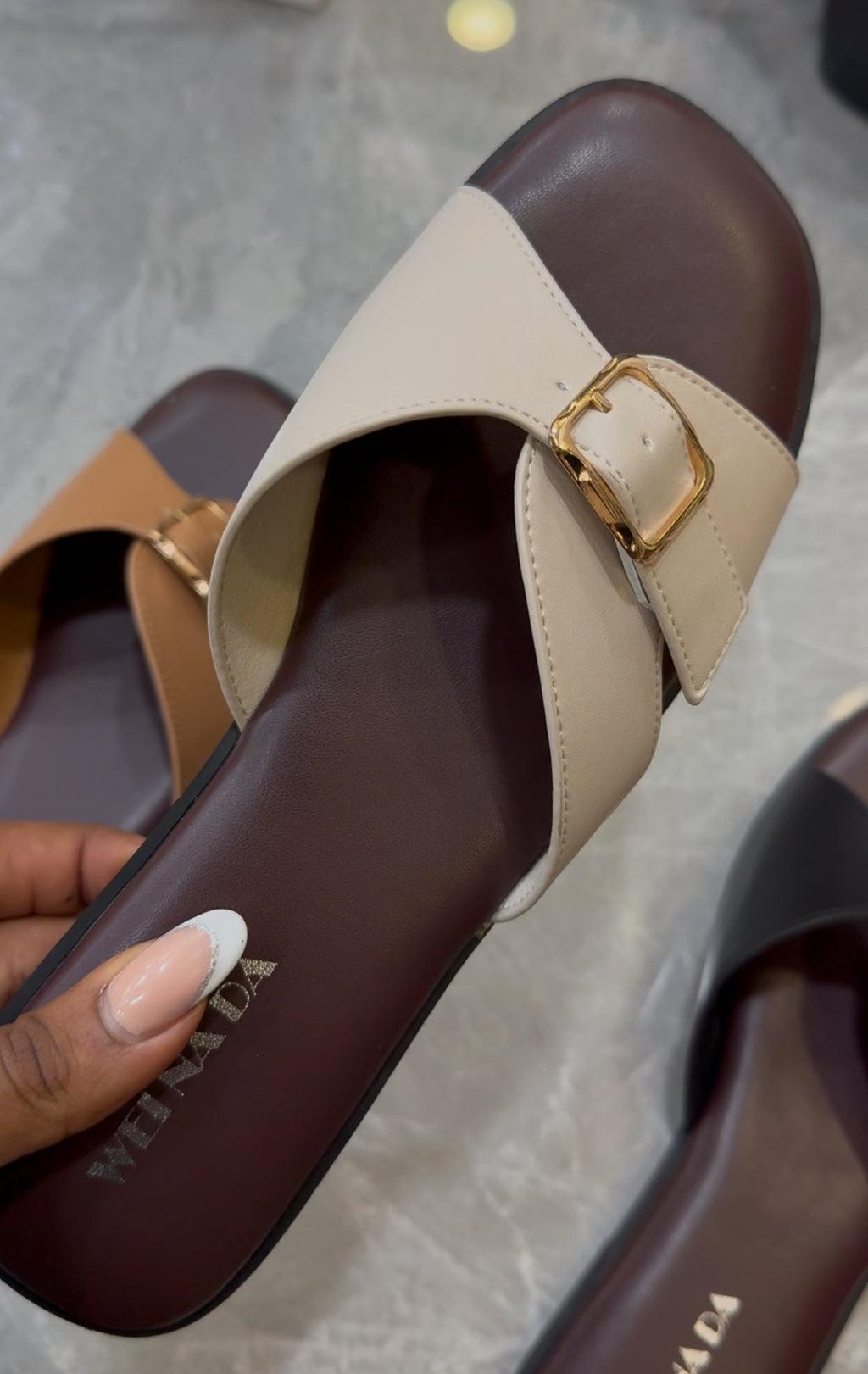 Xora buckle slides -  Cream (BS072)